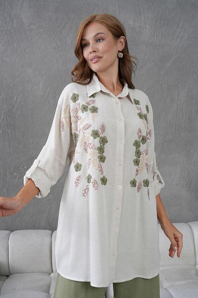 BURRASCA Embroidered Oversize Linen Shirt