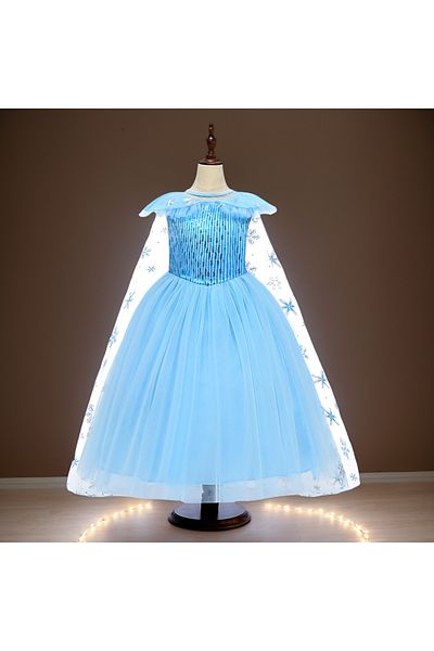 Yelajoy Princess Elsa dress-up, Frozen, with detachable cape and multi-layered fluffy skirt