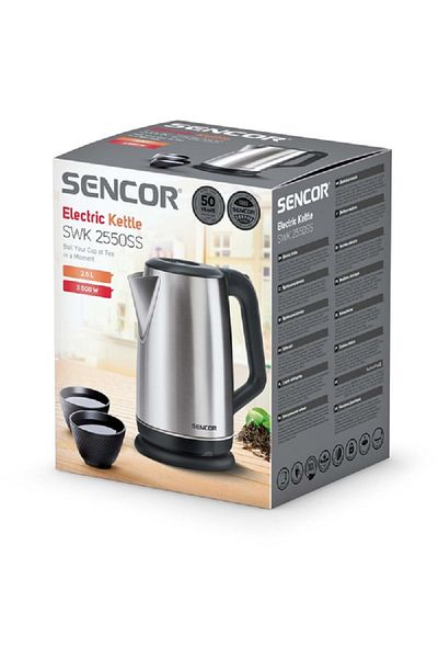 Sencor 3000W Overheating Protection Stainless Steel Electric Kettle Silver and Black