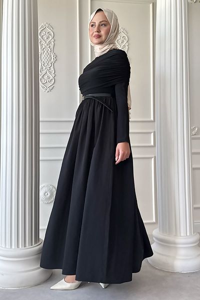 InStyle Drapeli Sandy Cotton Black Dress