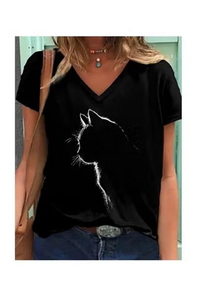 Generic Black V-neck T-Shirt