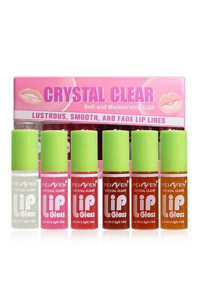 peinifen 6 Pcs Lip Gloss Set, Clear Crystal Jelly Liquid Lipstick, Lip Makeup Gift for Women & Girls