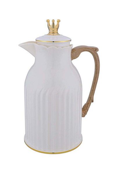 Gazella Tea/Coffee Flask With Soft Wooden Handle 1 Liter Ivory/Gold