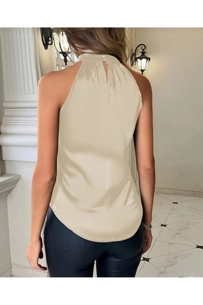 By Kul Design ЖІНОЧА БЛУЗКА З САТЕНЕВОЮ ДЕТАЛЬЮ НА ГОРЛОВИНІ