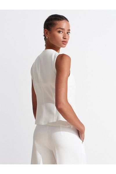 Dilvin 60591 Double Breasted Top Vest with Gold Buttons-White
