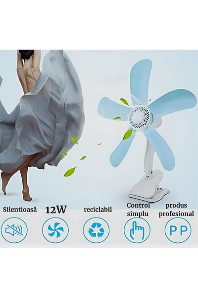 DAR Ventilator de birou cu 5 palete , Albastru 165-19