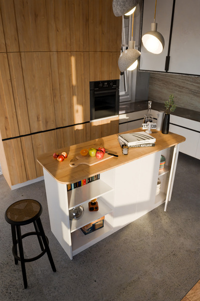 Mionte Flat-Pack Calm Mutfak Adası 160 cm Bar Yemek Masası - Çok Amaçlı Dolap , Mutfak Dolabı