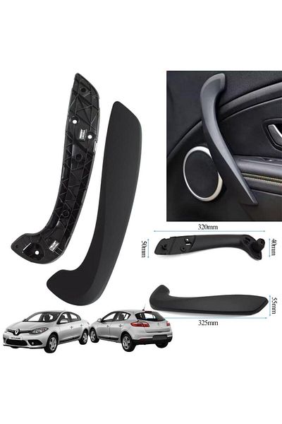 ZETOTO Renault Fluence Megane 3 Door Door Inner Handle Handle Right Black Lower and Upper Part Right Side