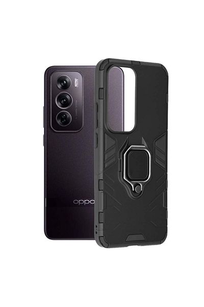SKYDDAR INNOVATION Husă pentru Oppo Reno12 Pro, protecție din silicon, cu inel magnetic, antișoc, set de autocolante, neagră