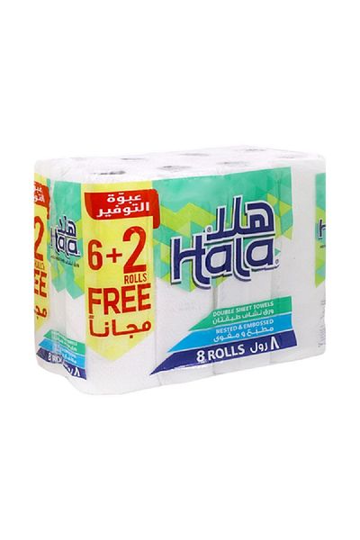Sanita 8-Piece Hala Kitchen Towel Roll Set White