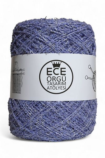 Ece Örgü Tasarım Atölyesi Inspired Color, 2 στρώσεις Italian Boucle Between 1 στρώση Ασημένιο Glitter Mix Καλοκαιρινό Πλεκτό Σχοινί (200 GR.)