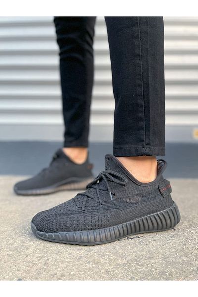 Joy Ayakkabı Jy305 Pulse Lace-Up Knitwear Fabric Men's Casual Sports Shoes Tst - Black