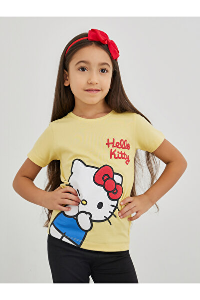 Styli تي شيرت بناتي بأكمام قصيرة مطبوع عليه هالو كيتي