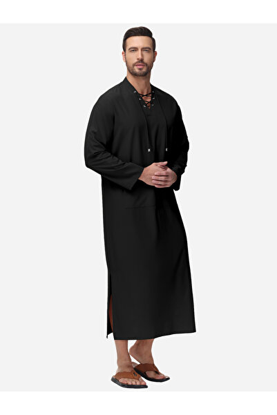 Take Two By Styli Solid Drawstring Long Sleeve Pocket Detail Robe
