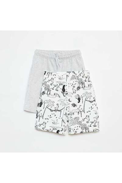 KIABI مجموعة من 2 شورت من القماش من نوع سويت شيرت باللون الأبيض