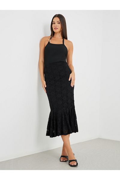 Styli Lace Mermaid Midi Skirt