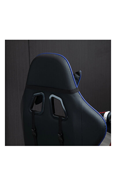ROHS Scaun de gaming pivotant și rabatabil Extreme1 din piele sintetică, 67 x 67 x 123-132 cm, negru-albastru
