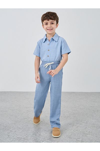 Styli Textured Regular Fit Pants with Drawstring