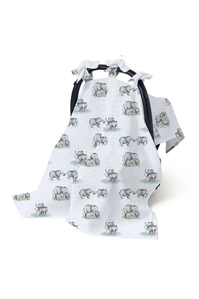 DEUX LAPINS Muslin Stroller Cover - Les Êlêphants