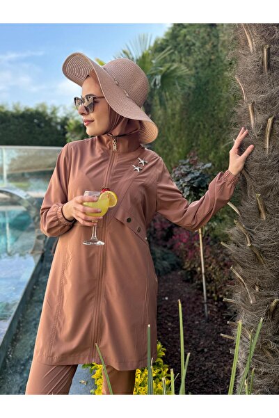 Moodbasic YILDIZ AKSESUARLI FERMUARLI TESETTÜR MAYO