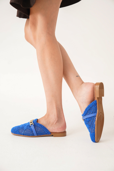 Artgoo papuci de casă pentru femei, albastru, confortabil, zilnic, tricotaj, paie, cu vârf închis, papuci de zi cu zi pentru acasă