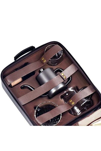 COOYA Hand Brewed Coffee Set with 600ml Capacity Carrying Case,Portable and Durable for Traveling,Black