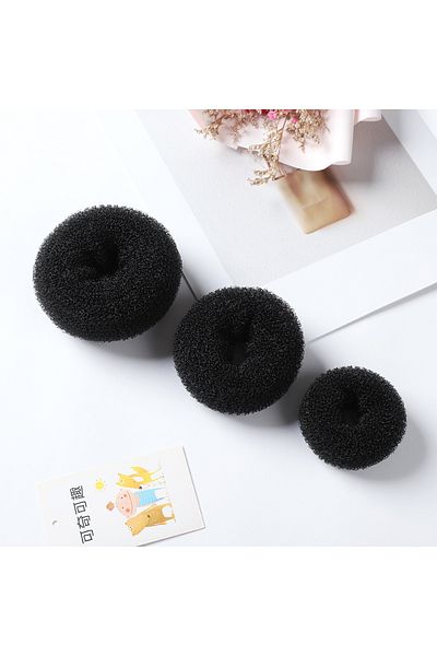 Generic Doughnut Hair Curler Various Size Black Elastic Hair Donut Decoration Girls Women Thick Hair Donut B