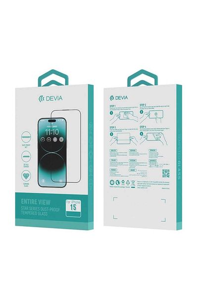 Devia Folie de protectie pentru Apple iPhone 15/ iPhone 16, Sticla, Full Glue, Transparent