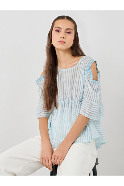 Styli بلوزة من الدانتيل بتصميم خصر مجمع ومرن