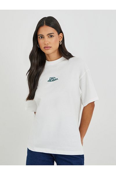 Styli Graphic Print Short Sleeve Oversized T-Shirt