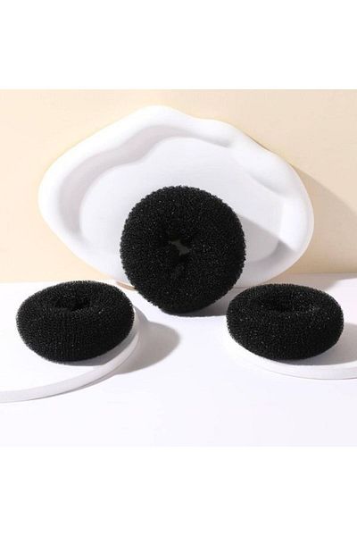 Generic Doughnut Hair Curler Various Size Black Elastic Hair Donut Decoration Girls Women Thick Hair Donut B
