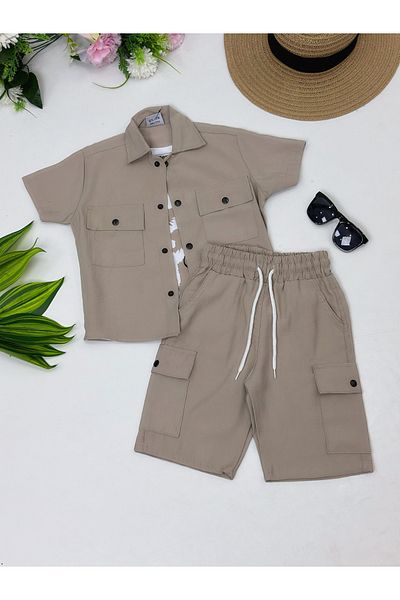 YEDİLALE Gabardine Triple Summer Men's Shorts Suit [3\10 Age Range]