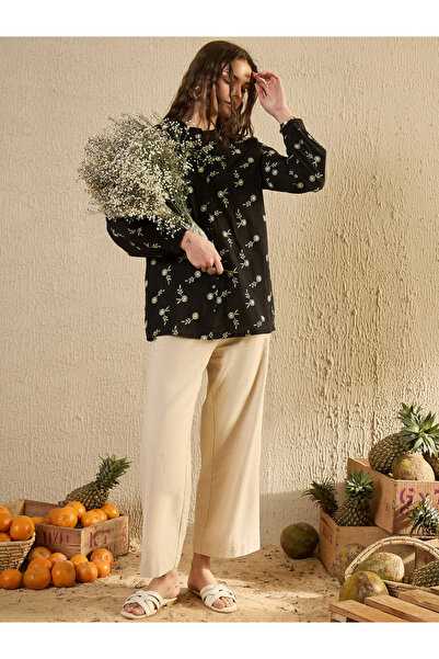 Sanskrutihomes By Styli Floral Print Mandarin Collar Shirt