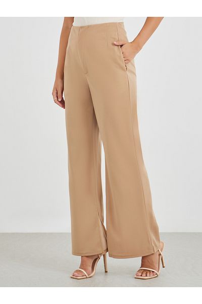 Styli Solid Mid Rise Flare Fit Pants