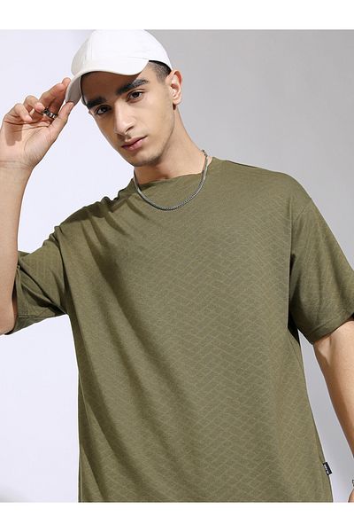 Highlander By Styli Textured Regular Fit Drop-Shoulder T-Shirt