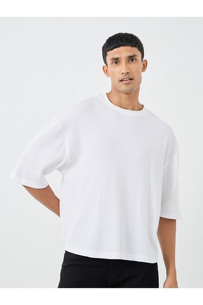 Styli Waffle Textured Crop Boxy T-Shirt