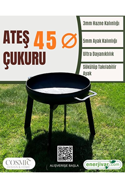 enerjivar Ateş Çukuru Bahçe Şöminesi Demonte Ateş Çukuru (45cm)