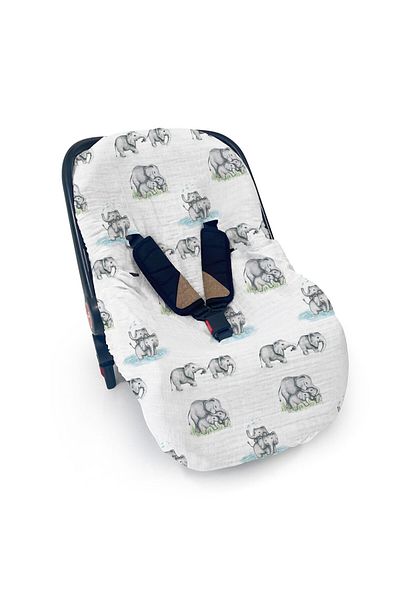 DEUX LAPINS Muslin Baby Carrier Cover - Les Êlêphants