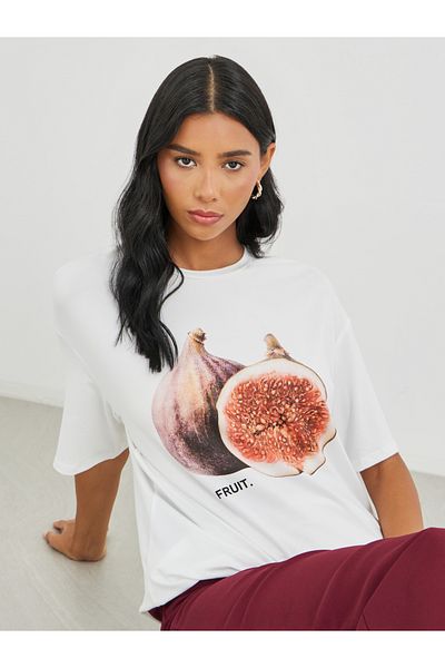 Styli Graphic Print Round Neck Oversized T-Shirt