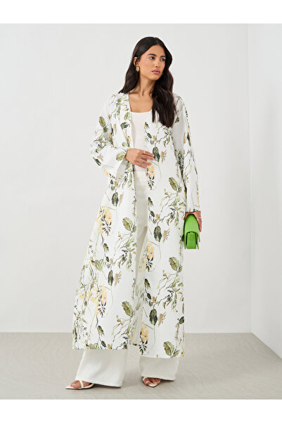 Styli كيمونو ماكسي بقصّة عادية وطبعة زهور