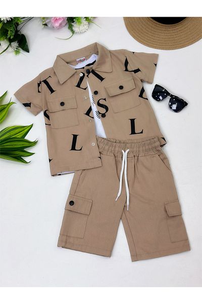 YEDİLALE Gabardine Triple Summer Men's Shorts Suit [3\10 Age Range]
