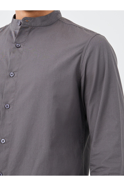 Styli Solid Mandarin Collar Regular Fit Poplin Shirt