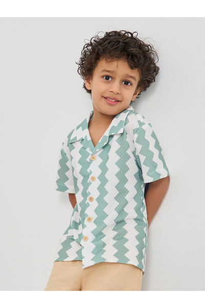 Styli قميص بياقة منتجع بطباعة كاملة