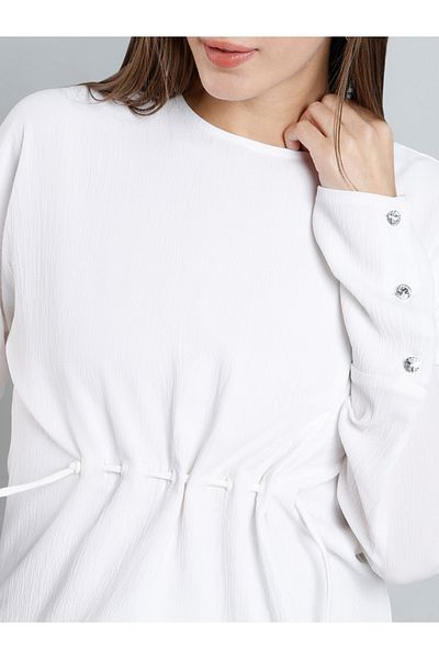 SYVA By Styli Solid Button Details Top with Long Sleeves