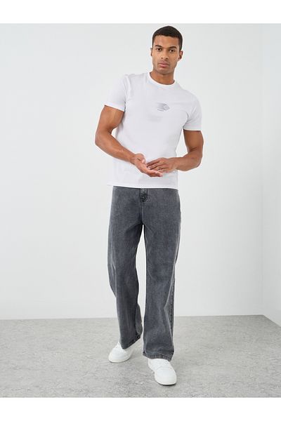 Styli Mid Rise Washed Wide Leg Jeans