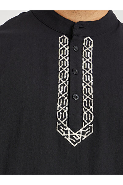 Take Two By Styli Men Black Sequin Detail Button Front Long Sleeve Kurta