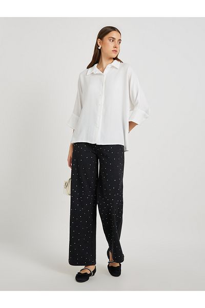 Styli Solid Spread Collar Oversized Shirt