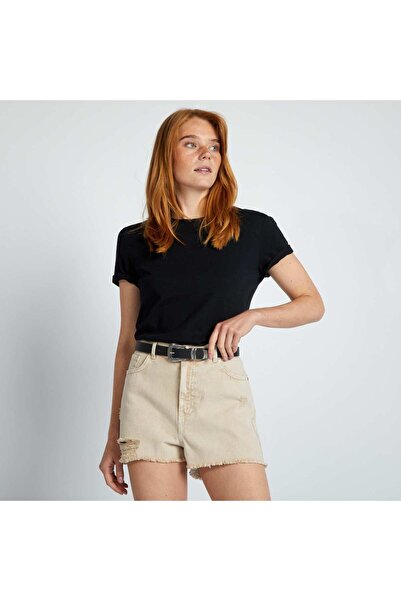 KIABI شورت جينز باهت اللون بيج