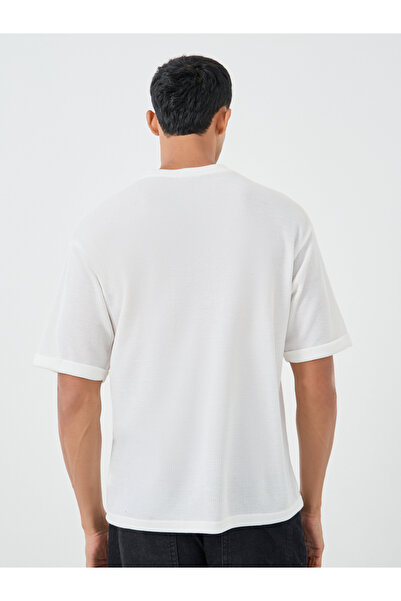 Styli Waffle Knit Oversized T-Shirt with Turn-Up Sleeves