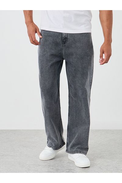 Styli Mid Rise Washed Wide Leg Jeans